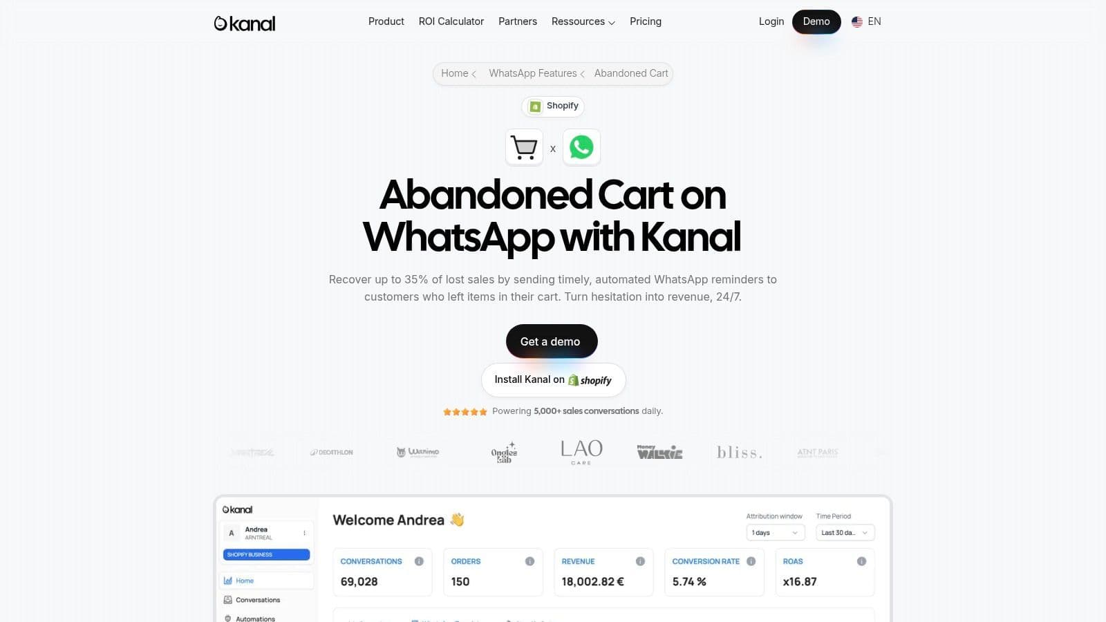 Kanal's WhatsApp Abandoned Cart Flow Builder